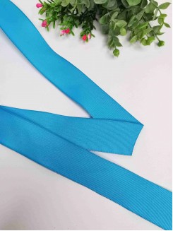 Лента репсовая с проволокой по краям 3,8см. (голубой), метр